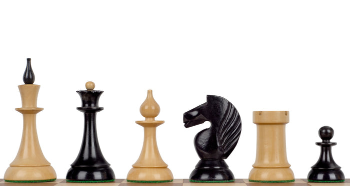 Figury szachowe Queen's Gambit 1957 Bukszpan hebanizowany 3,75 cala