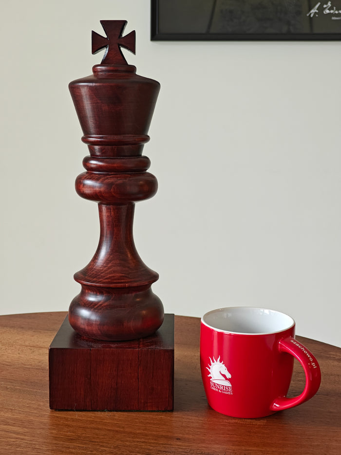 Puchar szachowy drewniany - Czarny Król (37 cm)