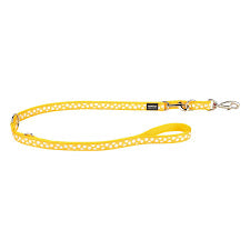 RED DINGO DOG LEAD WHITE SPOTS ON YELLOW