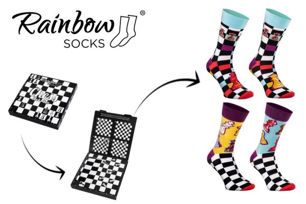 Skarpetki szachowe Rainbow Socks - rozmiar 47-50