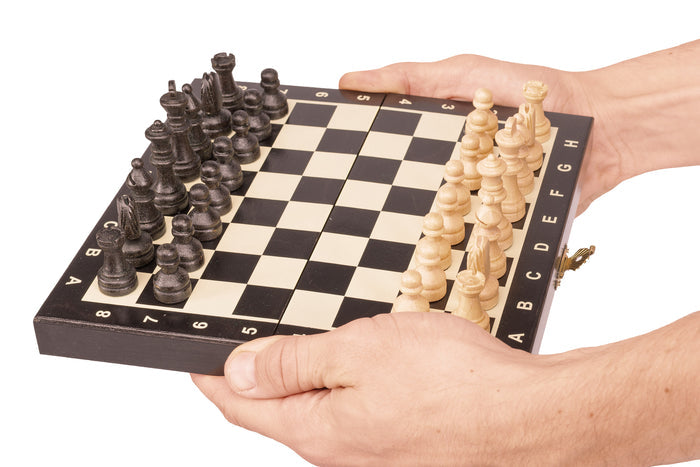 Szachy drewniane MAGNETYCZNE mini (20cm) - czarne