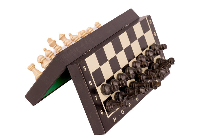 Szachy drewniane MAGNETYCZNE mini (20cm) - czarne