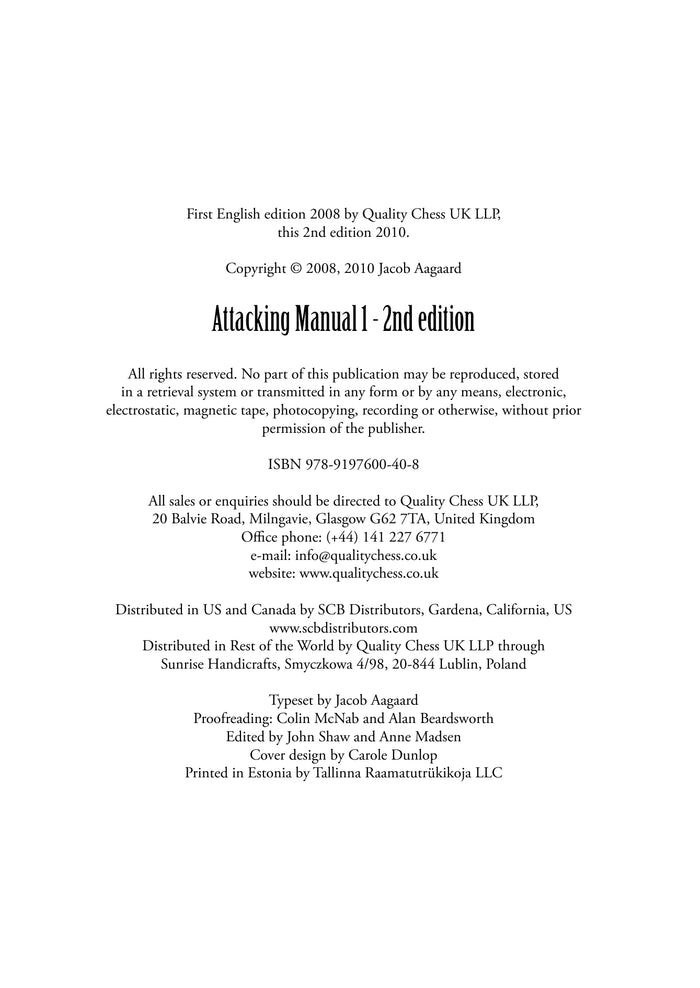 The Attacking Manual 1 2nd edition - by Jacob Aagaard (miękka okładka)