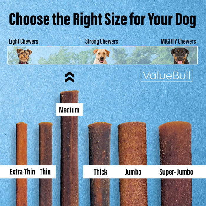 ValueBull Beef Collagen Sticks for Dogs, 12 Inch Medium Chew, 100 Count Bulk Pack - Medium - 100 Sticks