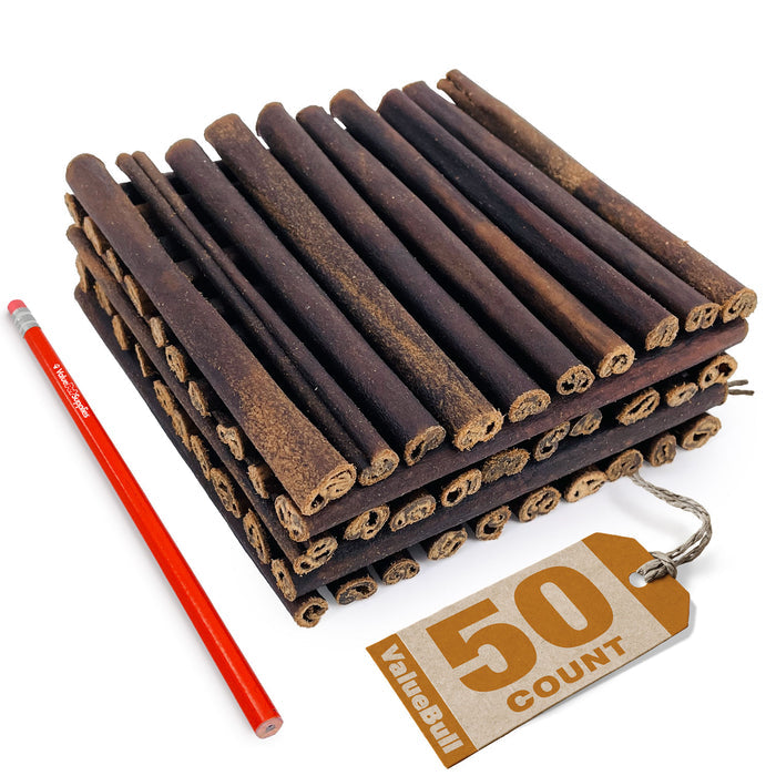 ValueBull Beef Collagen Sticks for Small Dogs, 6 Inch Thin Chews, 50 Count - Thin - 50 Sticks