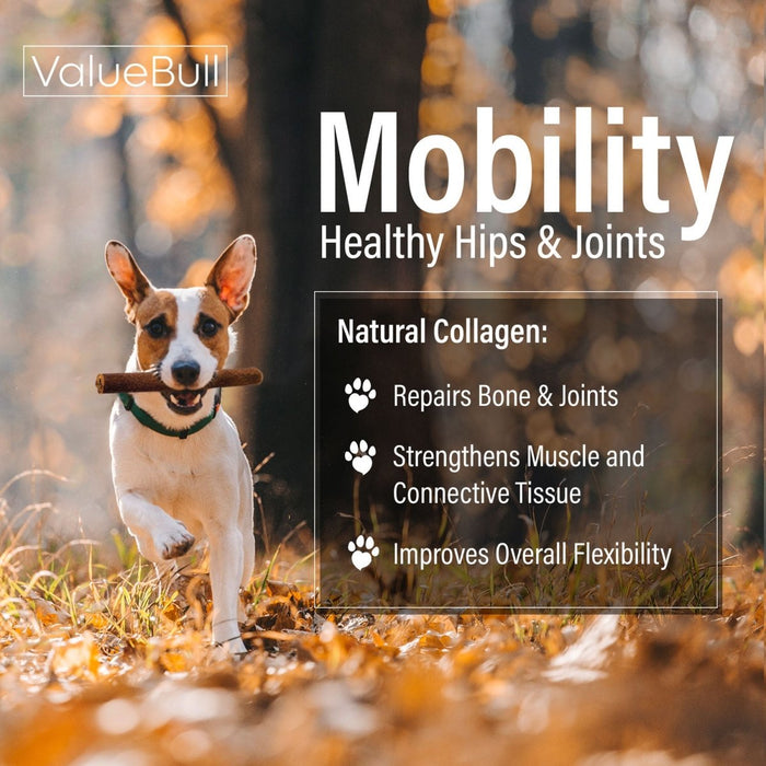ValueBull Beef Collagen Sticks for Small Dogs, 6 Inch Thin Chews, 50 Count - Thin - 50 Sticks
