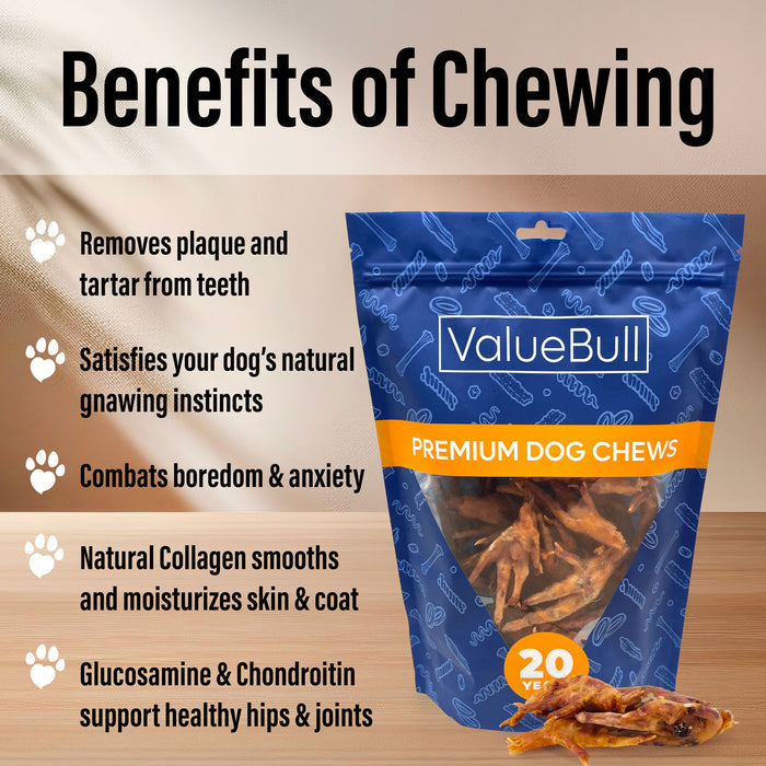 ValueBull Chicken Feet for Dogs, 50 Count - Chicken Feet - 50 Feet