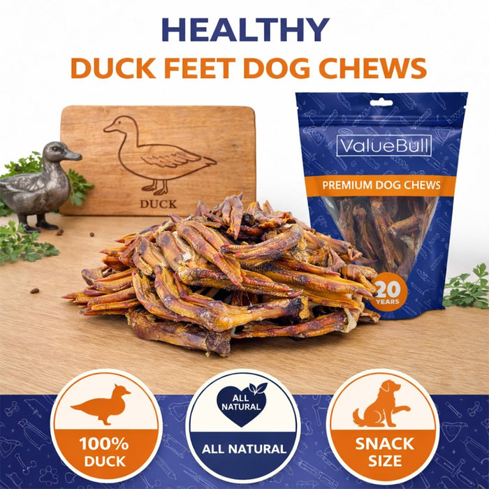 ValueBull Duck Feet for Dogs, 100 Count Bulk Pack - Duck - 100 Feet