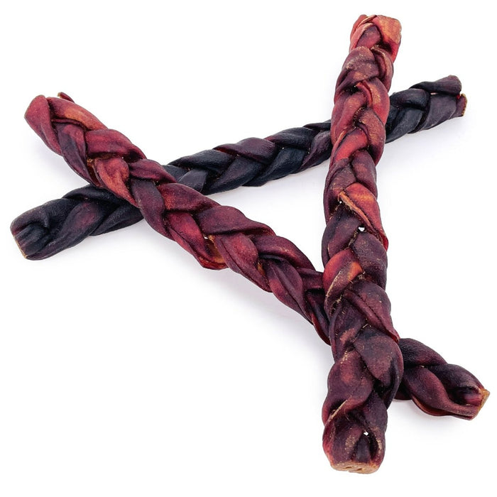 ValueBull USA Beef Collagen Braid Large Dog Chews, Thick 12 Inch 10 Count - Thick - 10 Braids
