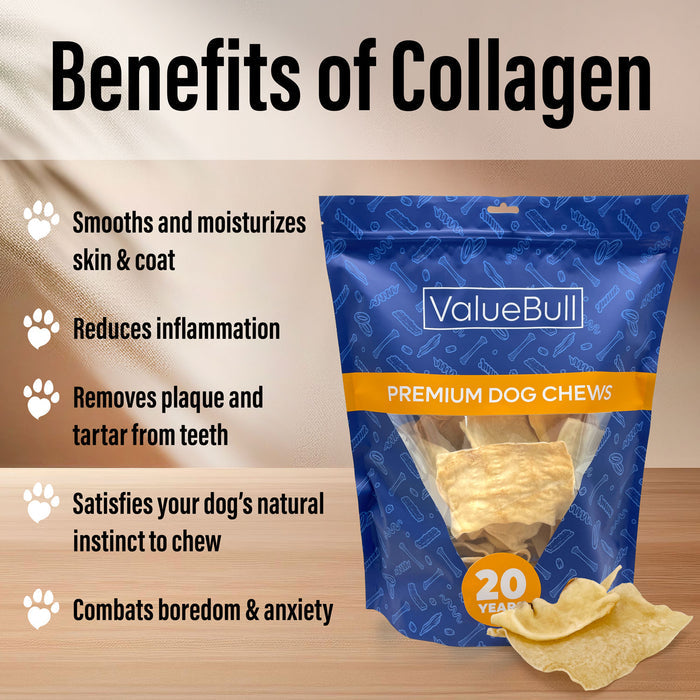 ValueBull USA Beef Collagen Chips Dog Chews, 5 Pound Bulk Pack - Natural - 5 Pound
