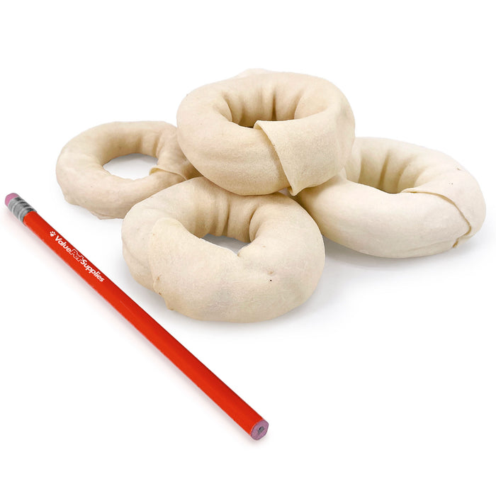 ValueBull USA Beef Rawhide Donut Ring Dog Chews, 25 Count Bulk Pack - Donut - 25 Rings