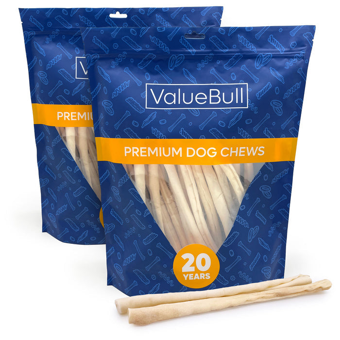 ValueBull USA Beef Rawhide Retriever Rolls for Dogs, Thin 10 Inch, 50 ct - Natural - 50 Rolls