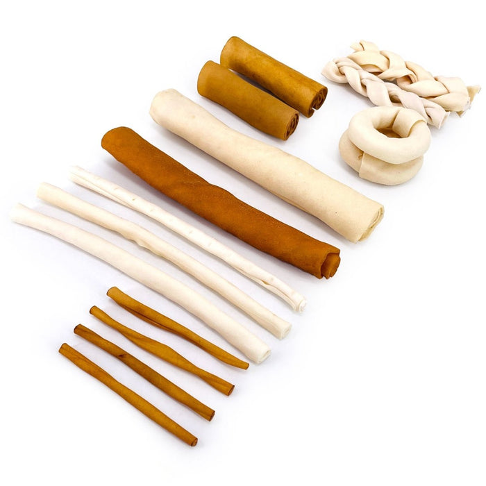 ValueBull USA Beef Rawhide, Varied Mix of Fun Shapes for Dogs, 10 Pound Bulk Pack - Varied - 10 Pound
