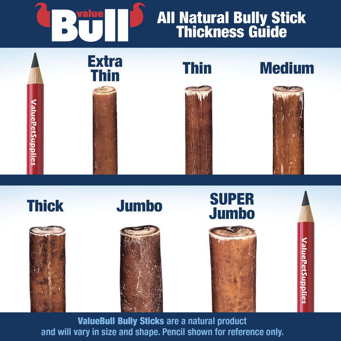 ValueBull USA Bully Sticks for Dogs, Medium 6 Inch, 100 Count Bulk Pack