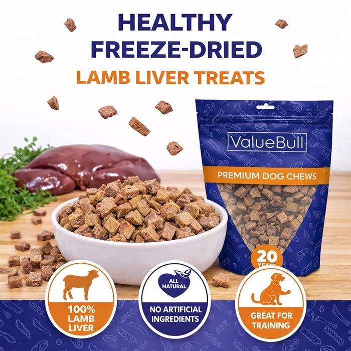 ValueBull USA Freeze Dried Lamb Liver for Dogs & Cats, 4 Pound - Lamb Liver - 4 Pound