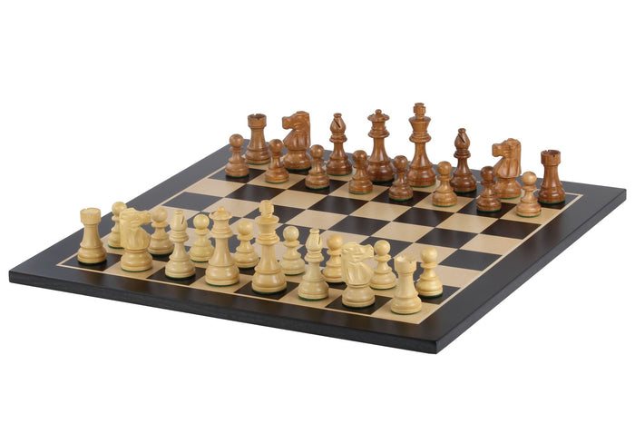 Zestaw szachowy French Lardy - szachownica hebanizowana (pole 58 mm), figury akacjowe (król 96 mm)