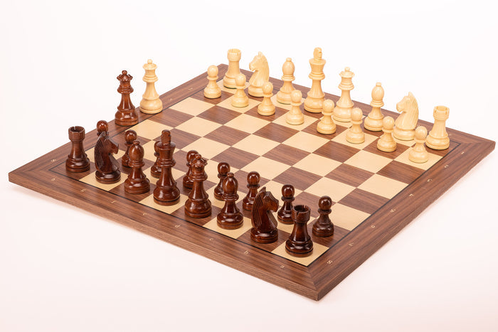 Zestaw szachowy German Walnut | Król 98 mm | Pole 50 mm | Drewniany
