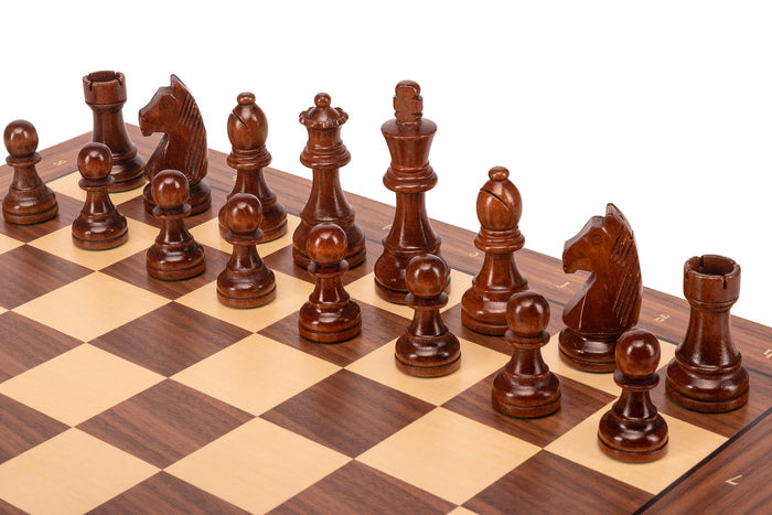 Zestaw szachowy German Walnut | Król 98 mm | Pole 50 mm | Drewniany
